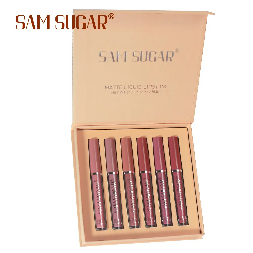 SAM SUGAR Long-Lasting Waterproof Non-stick Cup sexy colors Matte Mist Top 6 Lip gloss set Easy Color silky texture Lip glaze
