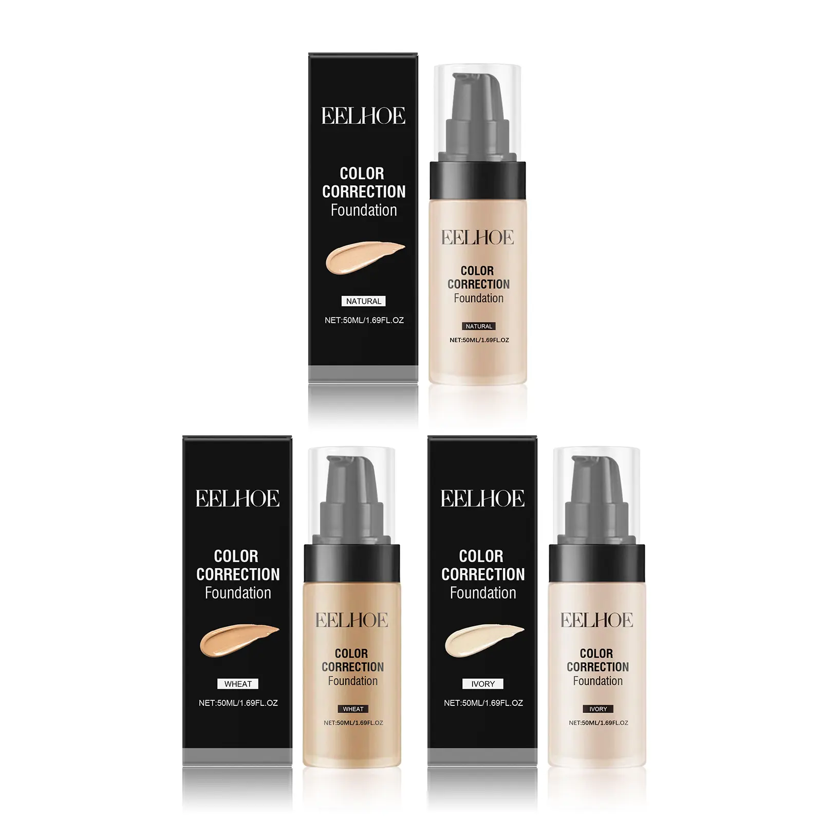 Liquid Foundation Flawless Semi-Matte Moisturizing Skin Makeup Base Oil Control Sweatproof Lightweight High Coverage Foundation
