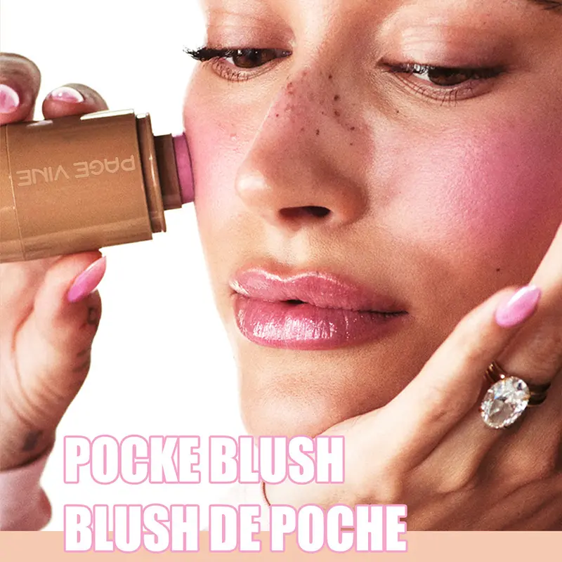3-in-1 Magic Blush Stick Cheek Lip Tinted Moistured Blush Stick Silky Brighten Blush Cream Blusher Cosmetics Tubes Matte Contour