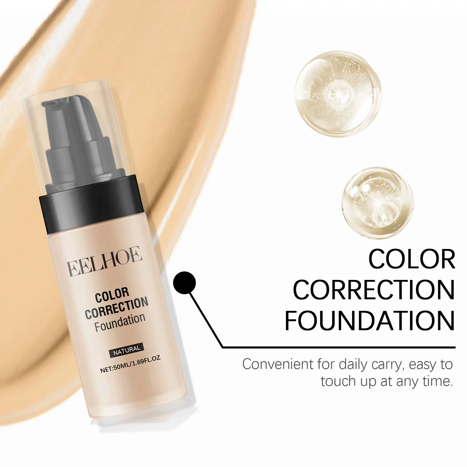 Liquid Foundation Flawless Semi-Matte Moisturizing Skin Makeup Base Oil Control Sweatproof Lightweight High Coverage Foundation