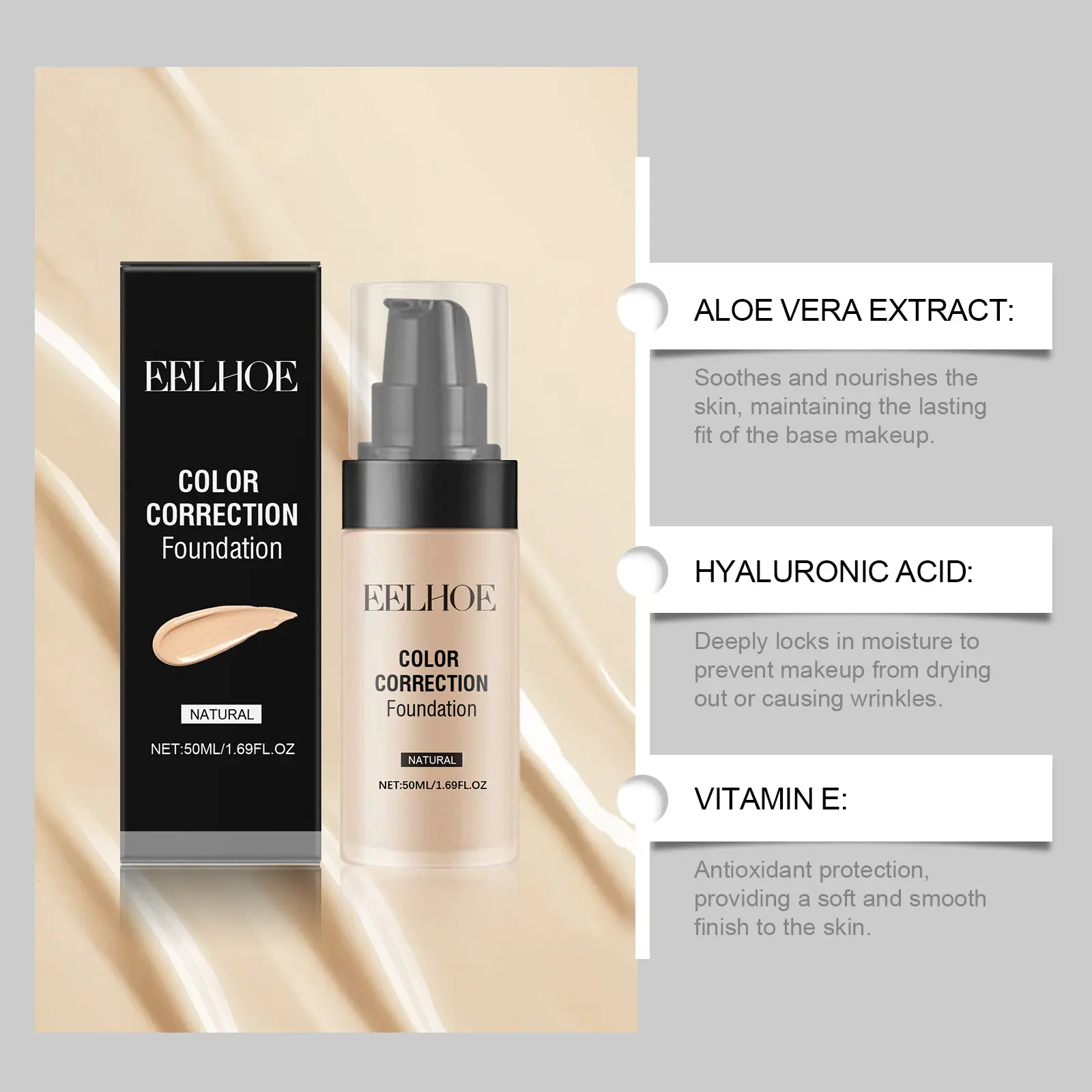 Liquid Foundation Flawless Semi-Matte Moisturizing Skin Makeup Base Oil Control Sweatproof Lightweight High Coverage Foundation