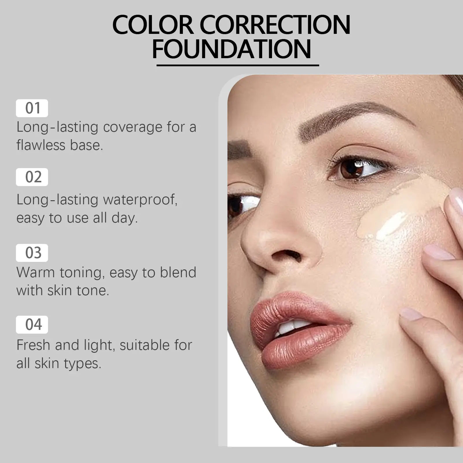 Liquid Foundation Flawless Semi-Matte Moisturizing Skin Makeup Base Oil Control Sweatproof Lightweight High Coverage Foundation