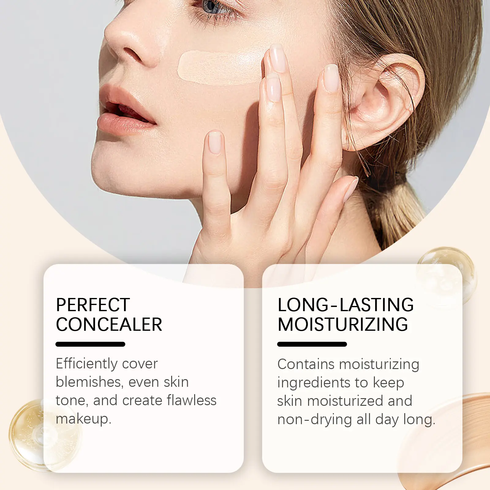 Concealer Liquid Foundation Waterproof Dark Circles Corrector Full Coverage Lasting Moisturizing Base Professional Makeup 30ml