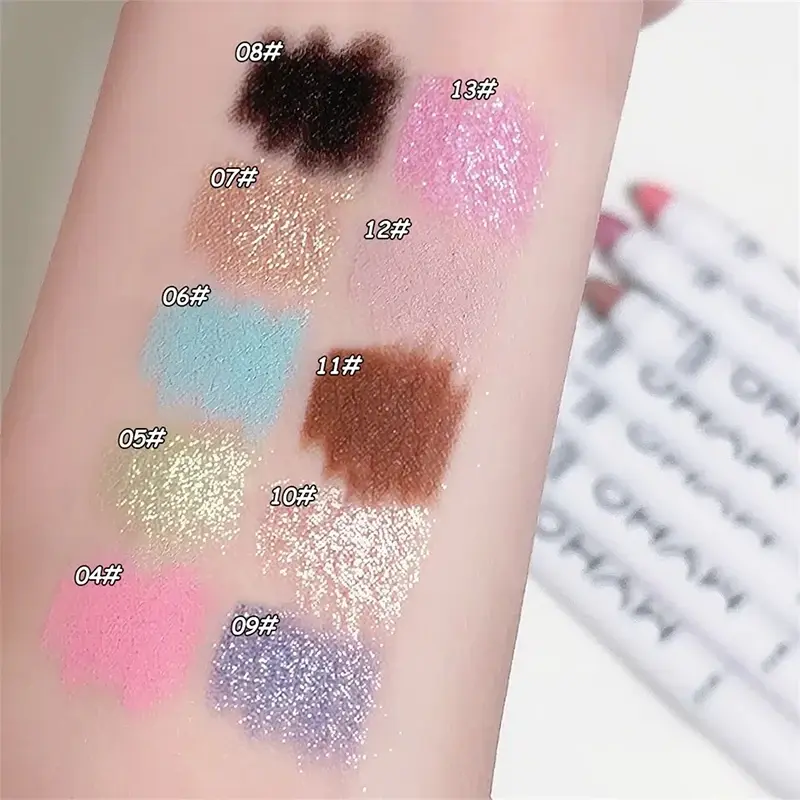 13 Colours Glitter Highlighter Pearlescent Undercover Pencil Waterproof Long-lasting Bright Eye Stick White Silver Eye Makeup