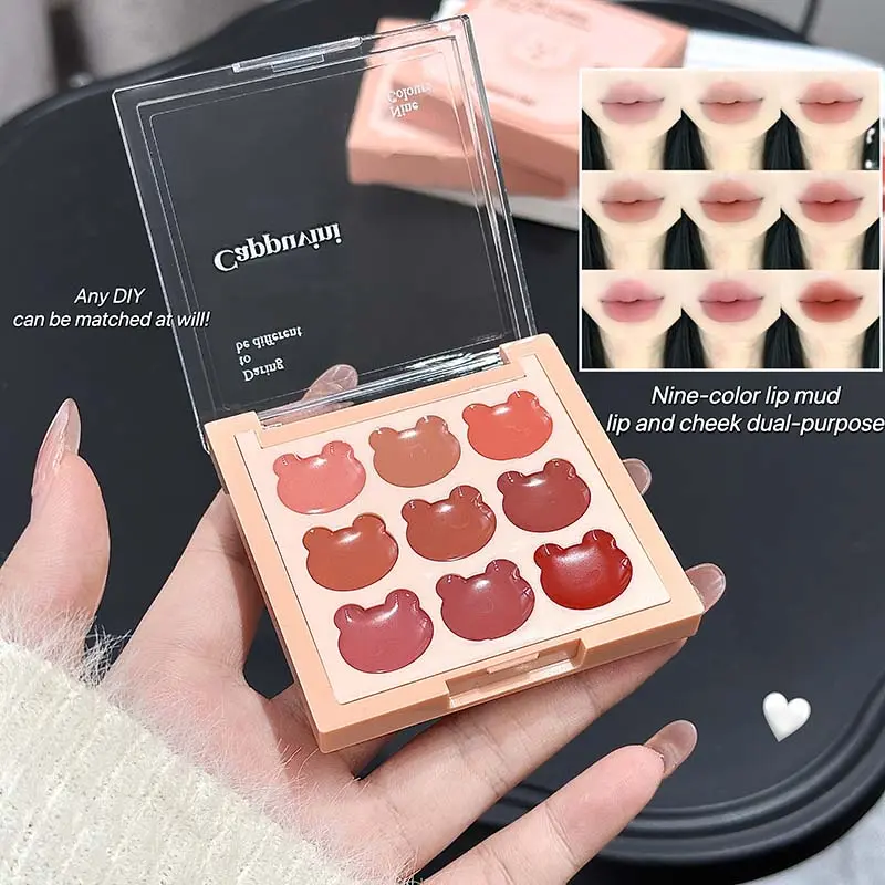 Cappuvini Vitality Bear Natural Matte Nine-Color Lip Mud Smooth Texture Easy to Apply Makeup Lipstick