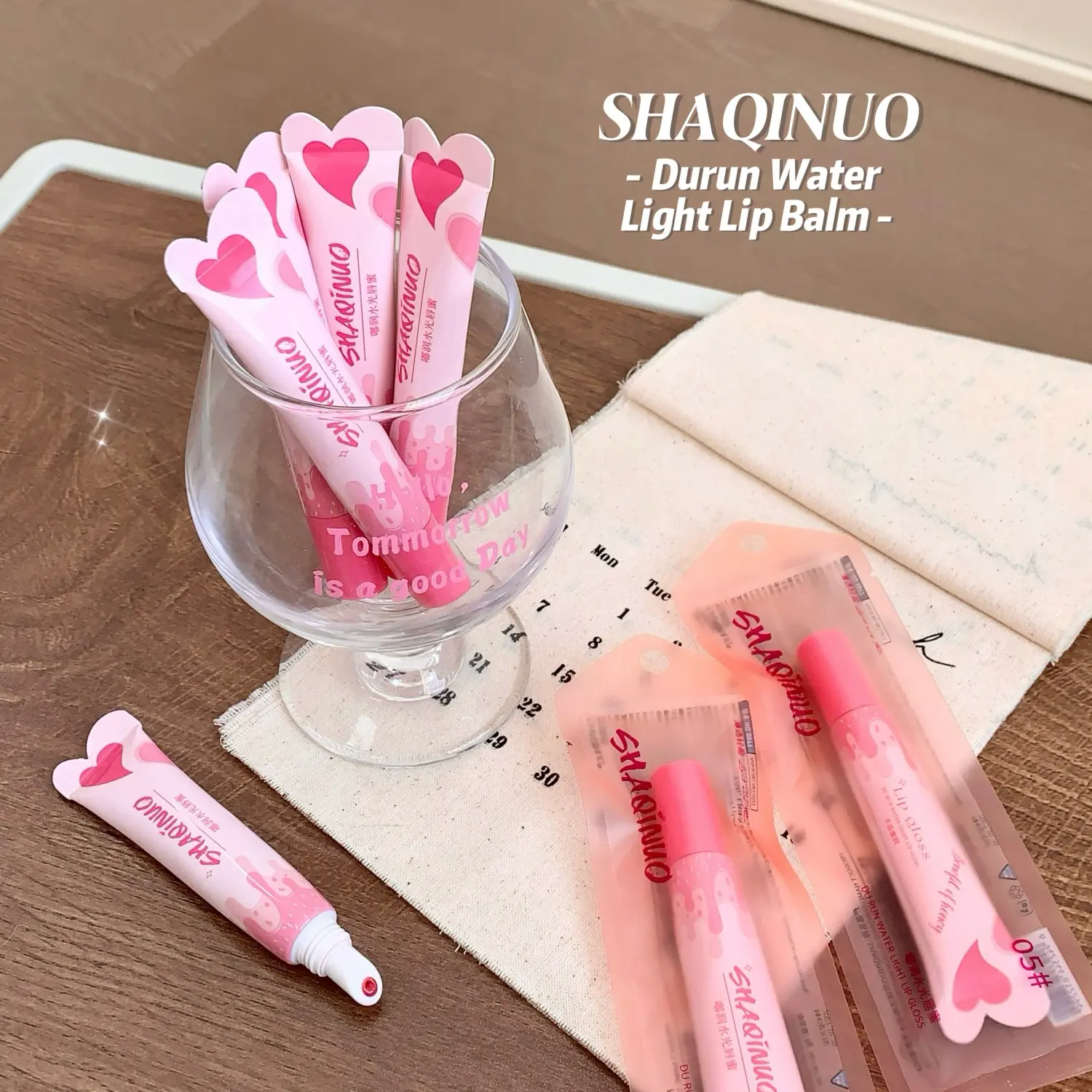 SHAQINUO 6 colors doe lips moisturizing water mirror lip glaze lasting color glossy watery glass lipstick