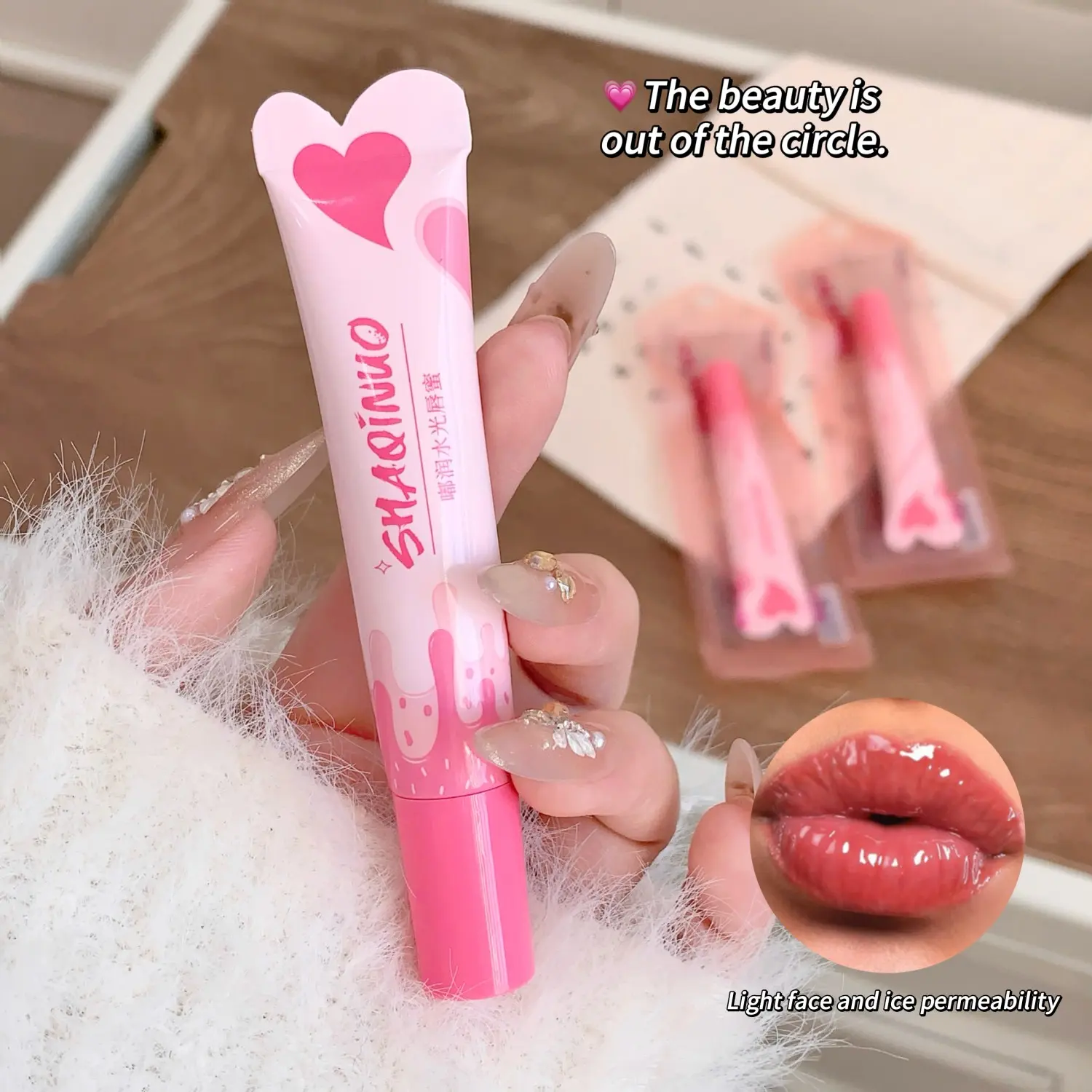 SHAQINUO 6 colors doe lips moisturizing water mirror lip glaze lasting color glossy watery glass lipstick