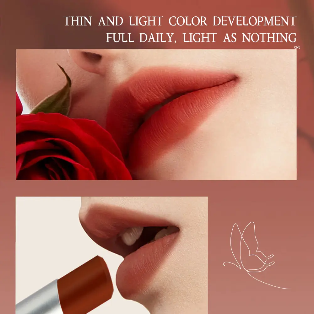 Velvet matte lipstick waterproof long-lasting red red brown lip gloss non-stick cup lip gloss lipstick cosmetics makeup