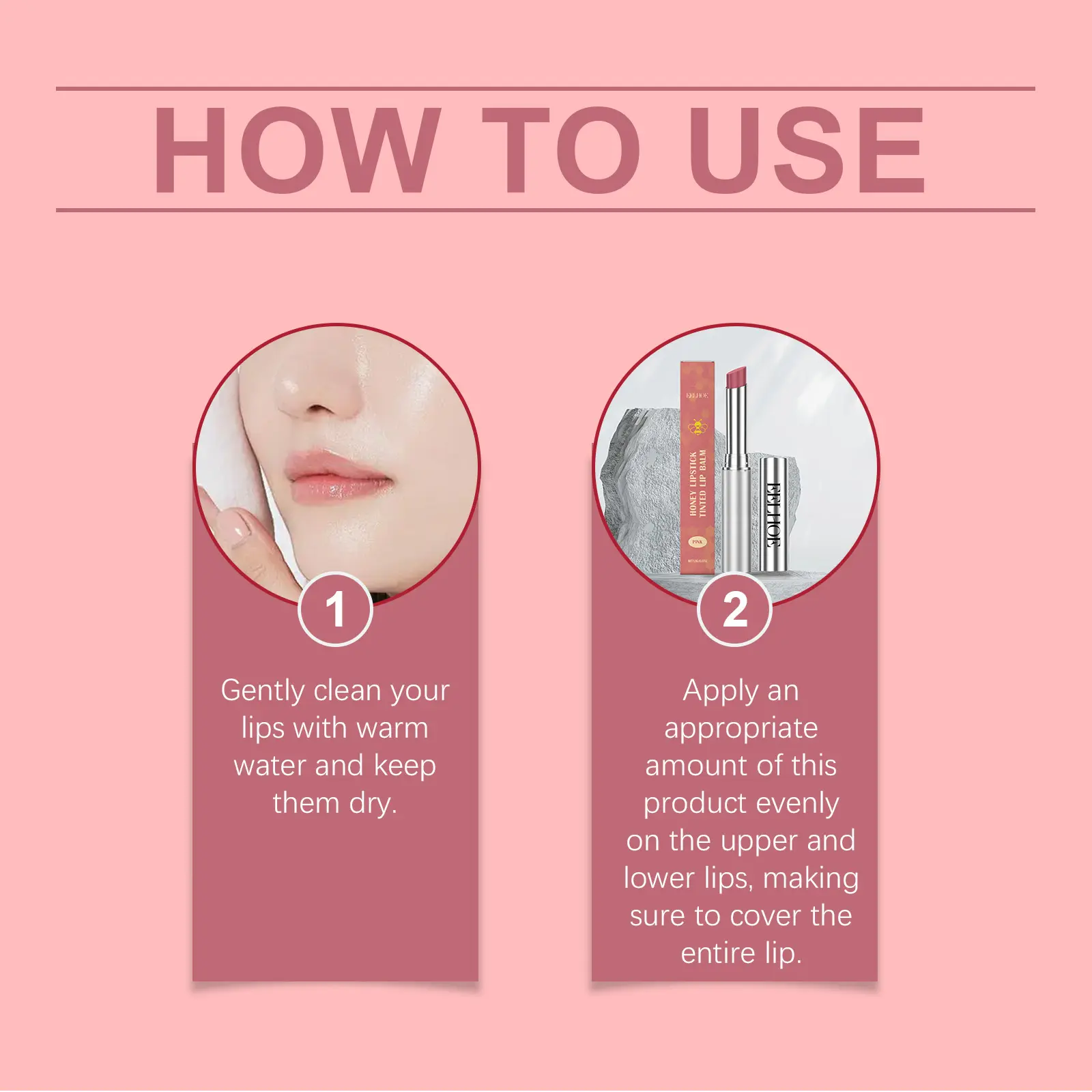 EELHOE Pink Moisturizing Honey lipstick Moisturizing Softening Lip Coloring Hydration lipstick Lipgloss Natural Radiance