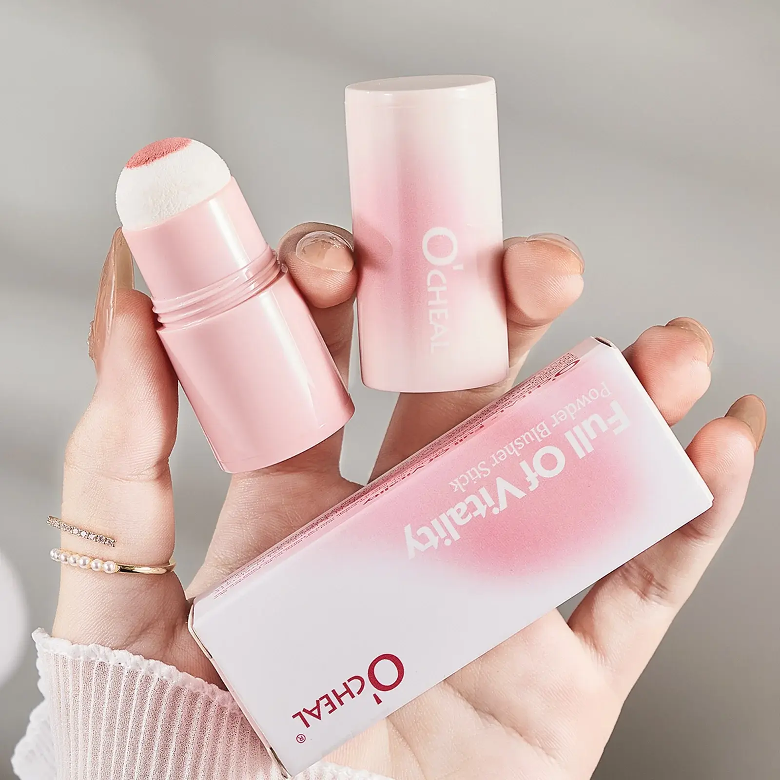 Peach Pink Single Blush Stick Soft Face Brightening Multi-Functional Makeup Contouring Shadow Cheek Tint Cosmetics