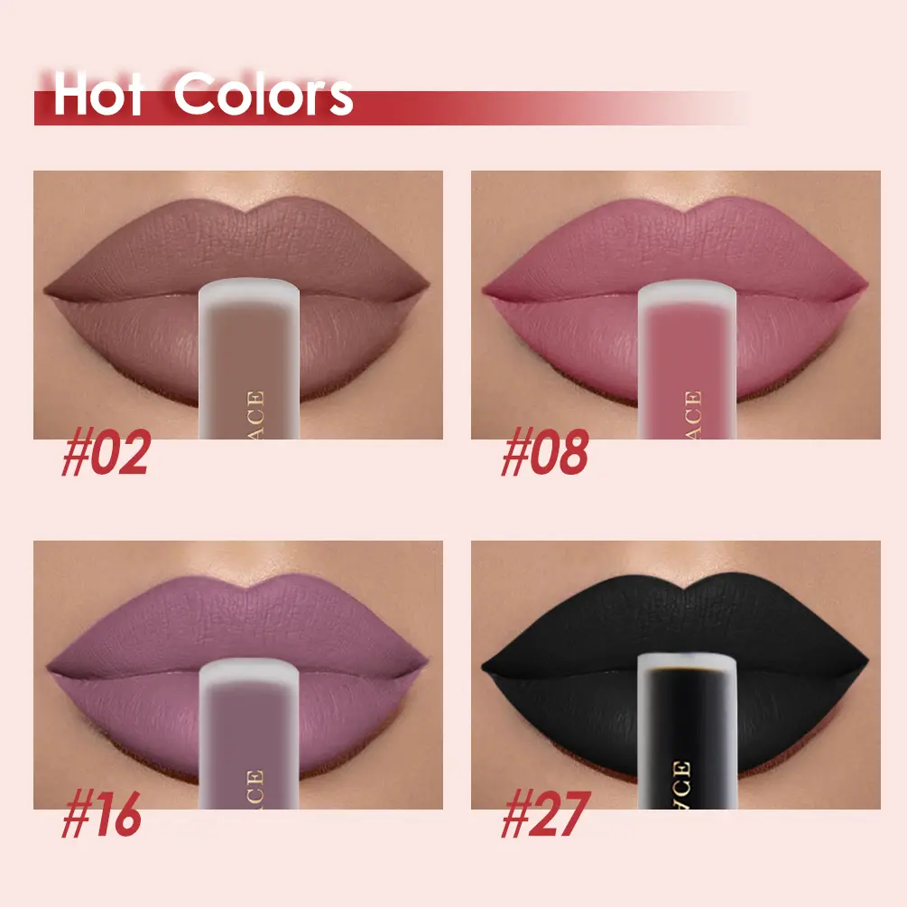 NICEFACE Waterproof Lip Gloss Nude Matte Liquid Lipstick Long Lasting Lipgloss Lip Glace Black Lipstick Purple Sexy Red Lip Tint