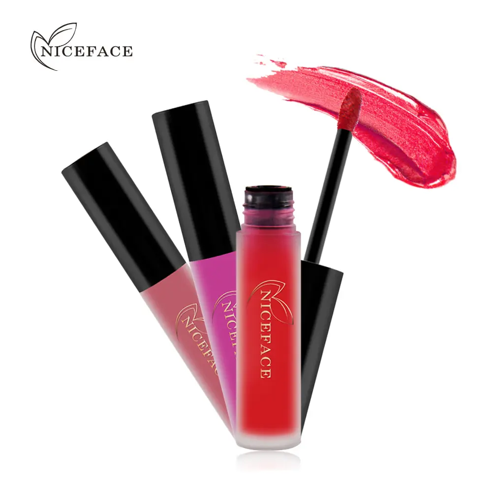NICEFACE Waterproof Lip Gloss Nude Matte Liquid Lipstick Long Lasting Lipgloss Lip Glace Black Lipstick Purple Sexy Red Lip Tint