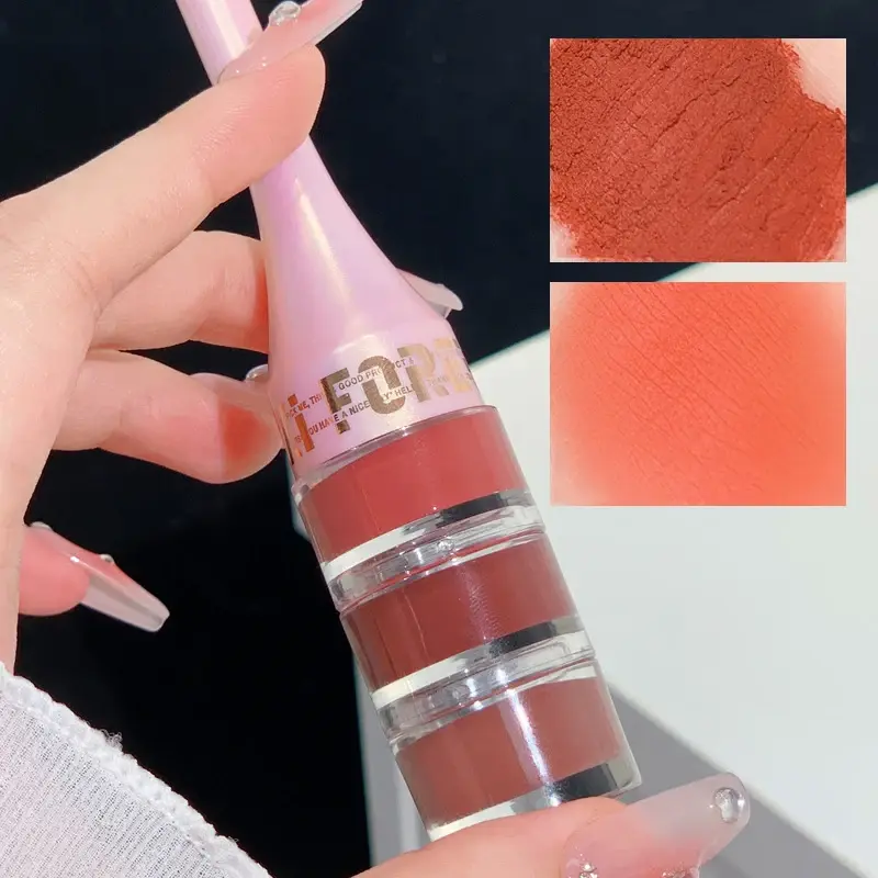 Mousse Matte Texture Lip Gloss Long Lasting Red Lipstick Canned Velvet Matte Lip Mud Tint Lip Balm Cheek Makeup Women Cosmetics