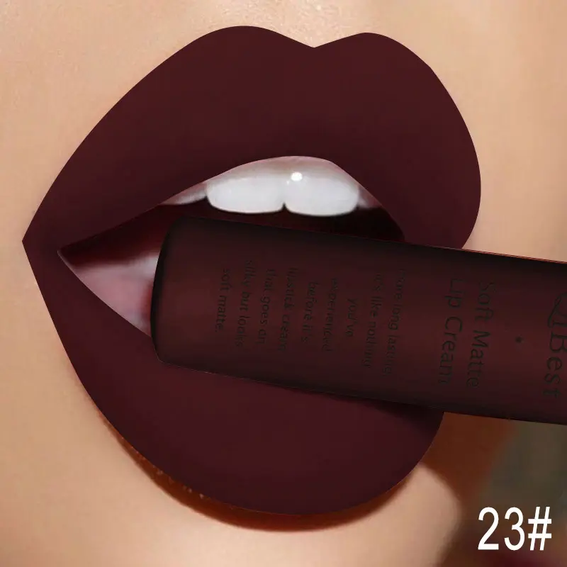 QIBEST Waterproof Lip Gloss Nude Matte Liquid Lipstick Long Lasting Lipgloss Lip Glace Black Lipstick Lip Tint Makeup For Women