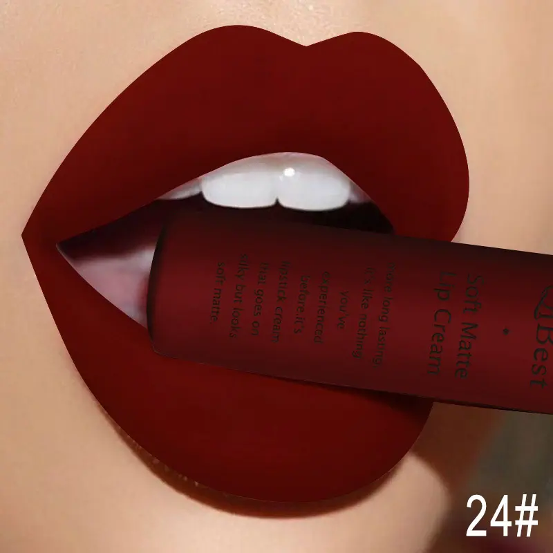 QIBEST Waterproof Lip Gloss Nude Matte Liquid Lipstick Long Lasting Lipgloss Lip Glace Black Lipstick Lip Tint Makeup For Women