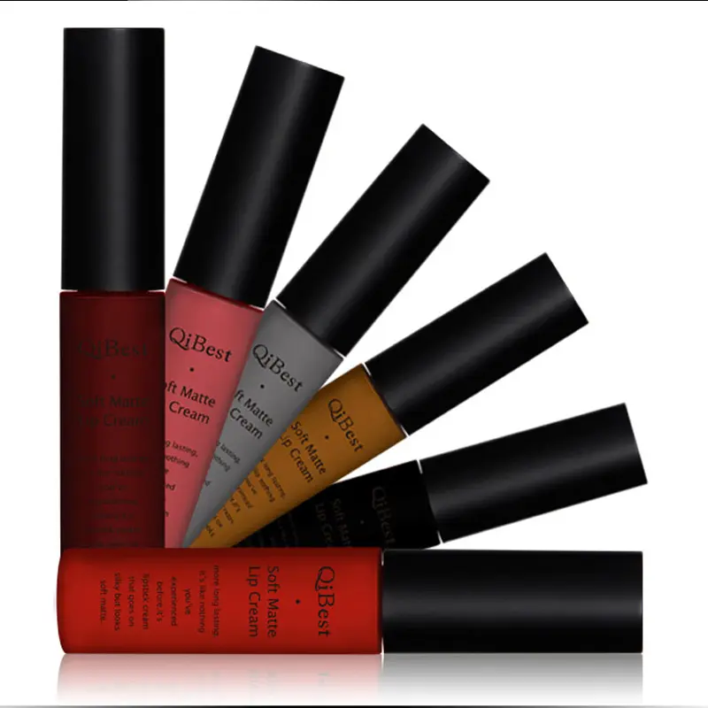 QIBEST Waterproof Lip Gloss Nude Matte Liquid Lipstick Long Lasting Lipgloss Lip Glace Black Lipstick Lip Tint Makeup For Women