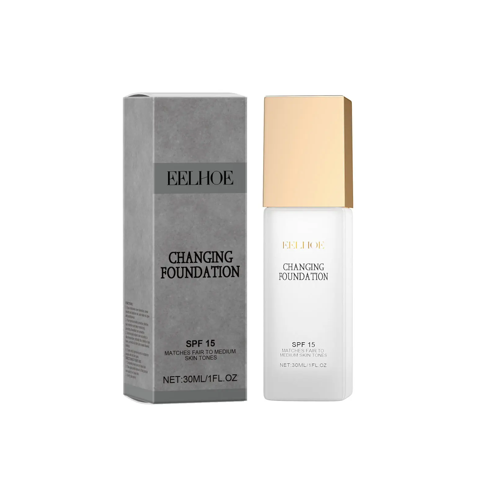 EELHOE Colour Changing Foundation Spf 15 Sun Protection Waterproof Oil Control Brighten Colour Changing Mature Skin Foundation