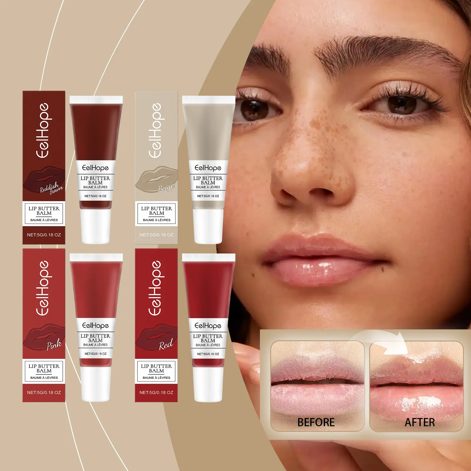 Eelhope Women's Moisturizing Colored lipstick Moisturizing and Coloring Not Easy to Touch Cup Durable Portable Lipstick 5g