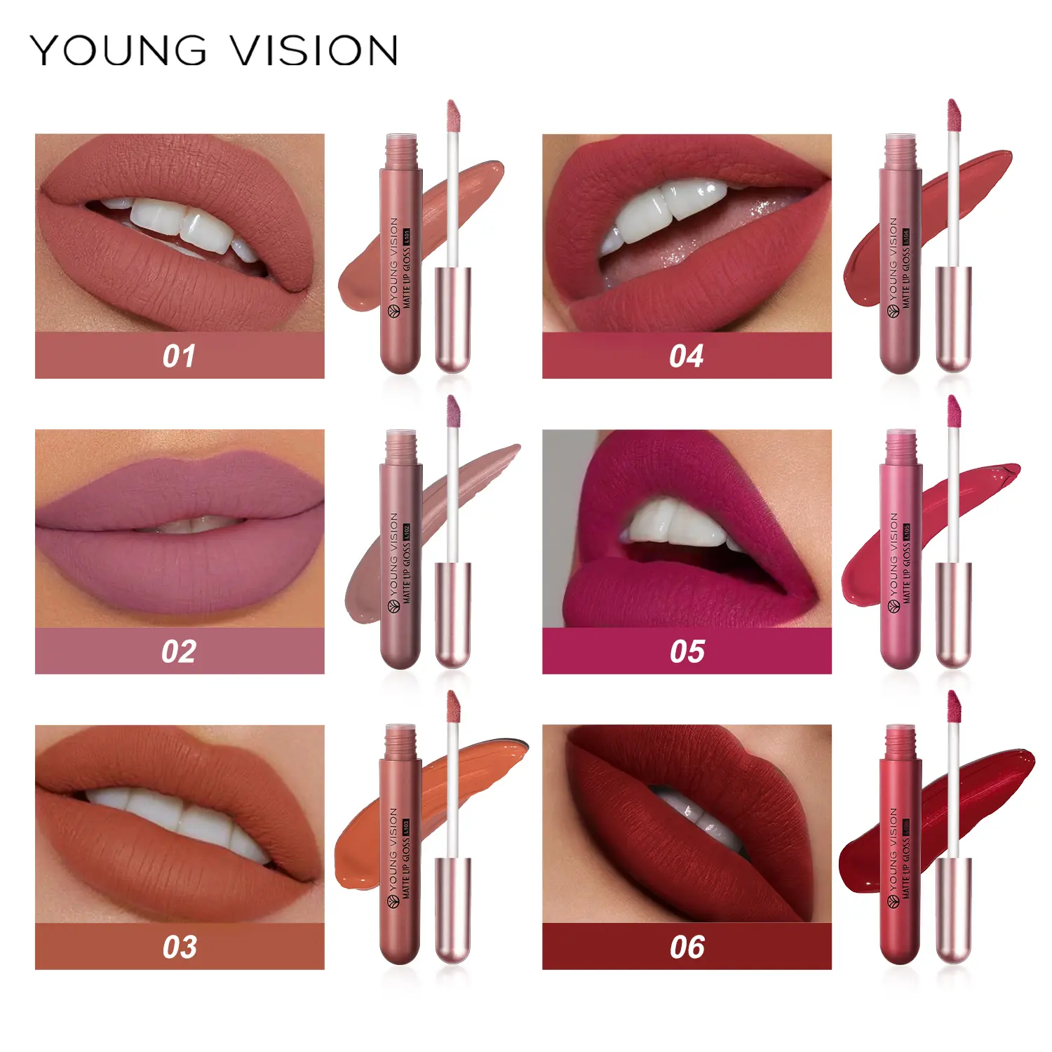 6 pcs lip gloss Set Matte Mist Lip Color Set Non Staying Cup and Non fading Velvet Lipstick