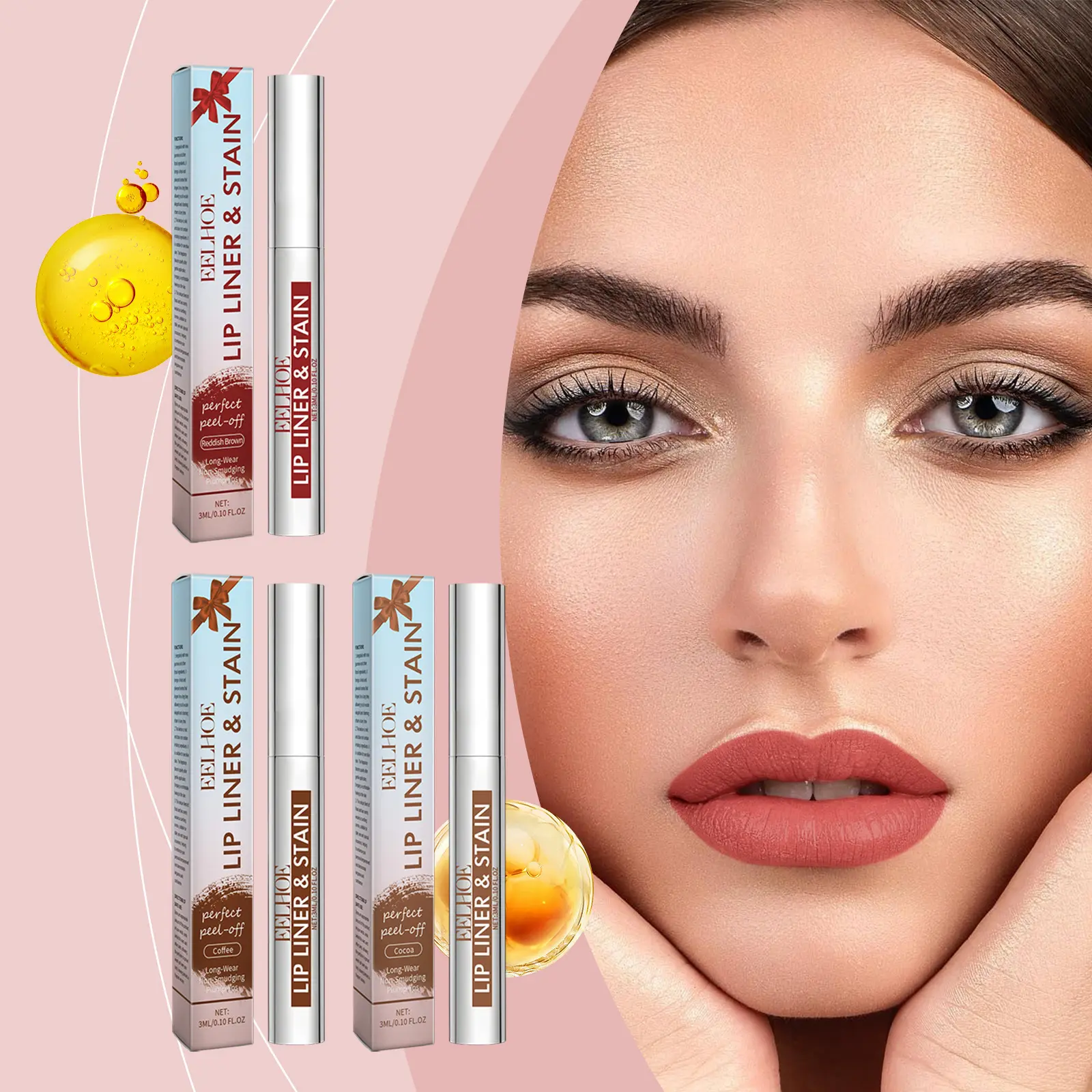 EELHOE Peel off Lip Liner Tattoo 3 Colors Matte Waterproof Non-stick Tear-Off Lip Stain Long Lasting Lip Liner Make up Cosmetics