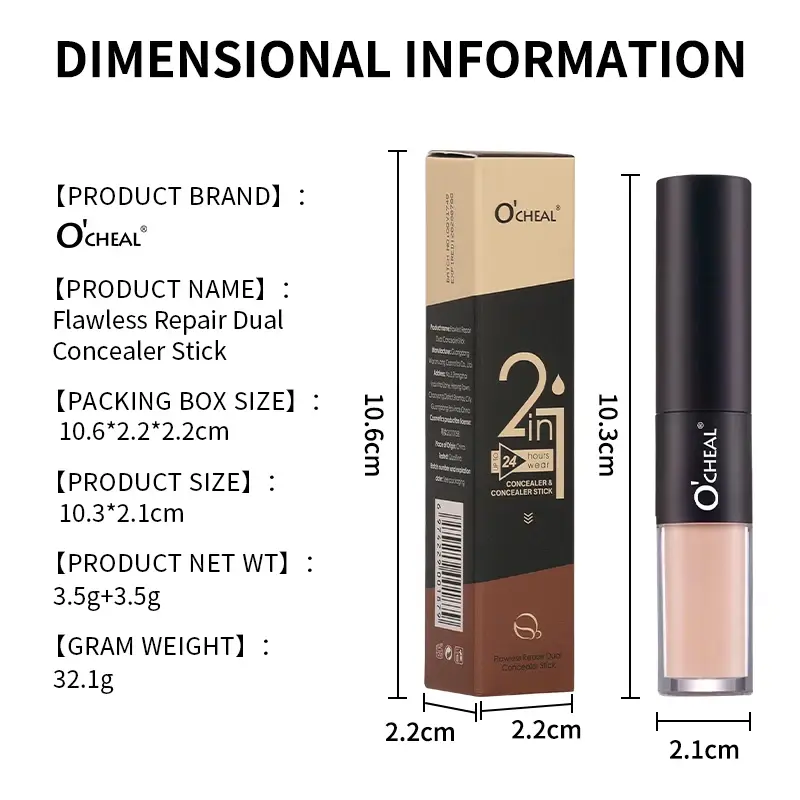 Waterproof Double-End Face Contour Highlighter Stick Matte Oil-Control Concealer Pencil Skin Tone Corrector Makeup