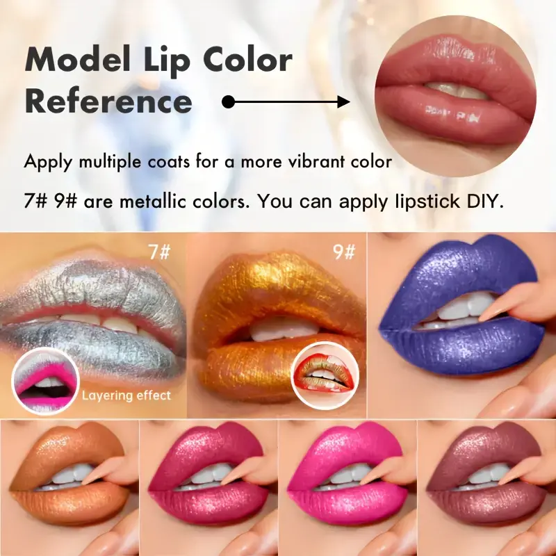 10-Shade Diamond Shine Lip Gloss High Pigment, Non Stick Cup SmudgeProof Long-Lasting for All Skin Types Glitter Liquid Lipstick