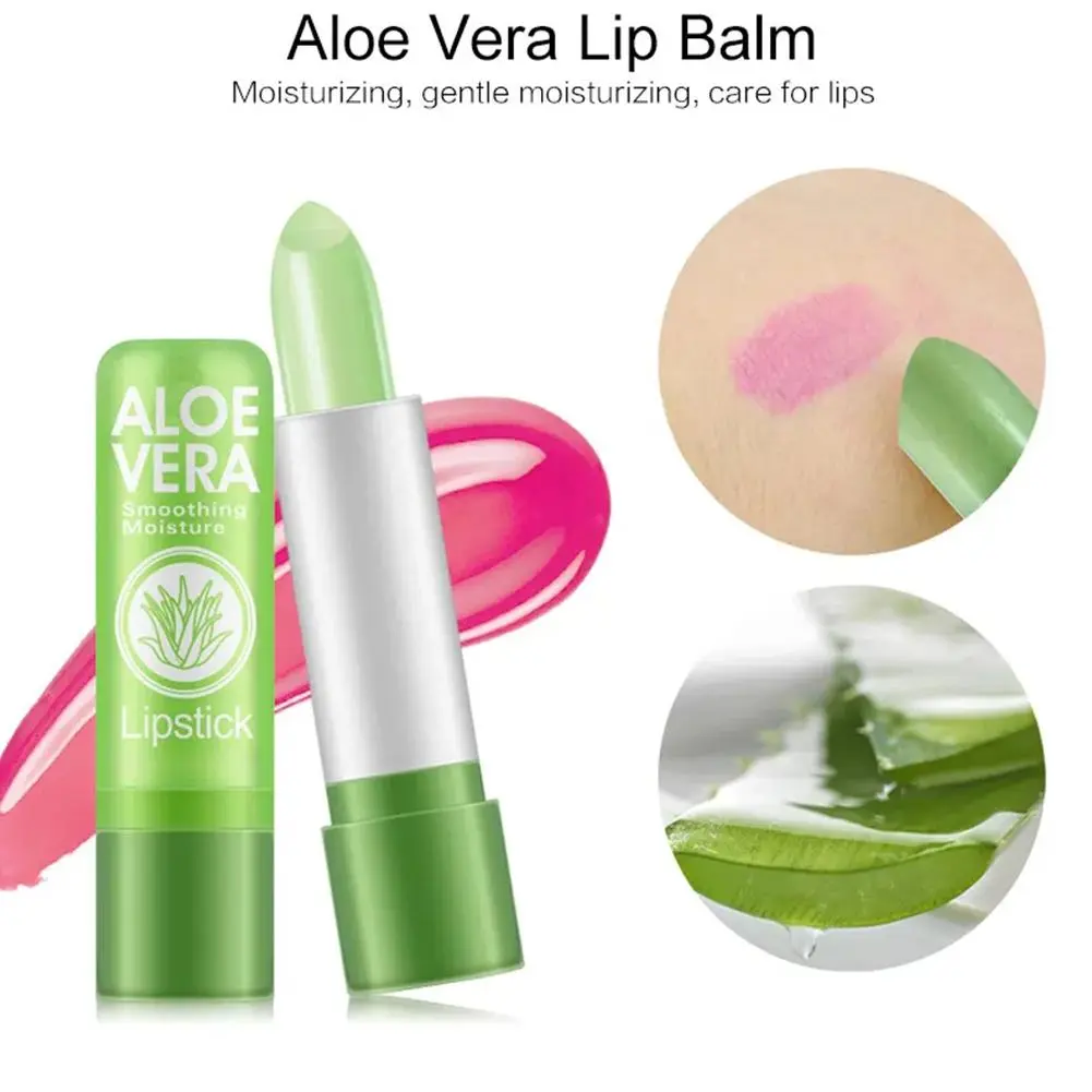 Moisture Lip Balm Aloe Vera Natural Lipbalm Temperature Changed Color Lipstick Long Lasting Nourish Lips Care Makeup 1PC