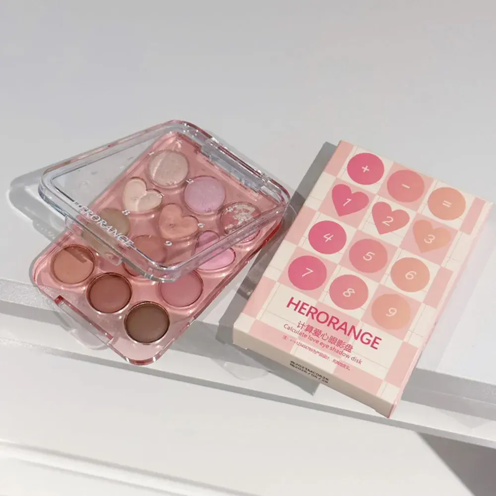 HERORANGE Calculator Love Eyeshadow Palette 12 Colors Matte Pearlescent Glitter Non-Flying Powder Earth Color Eyeshadow