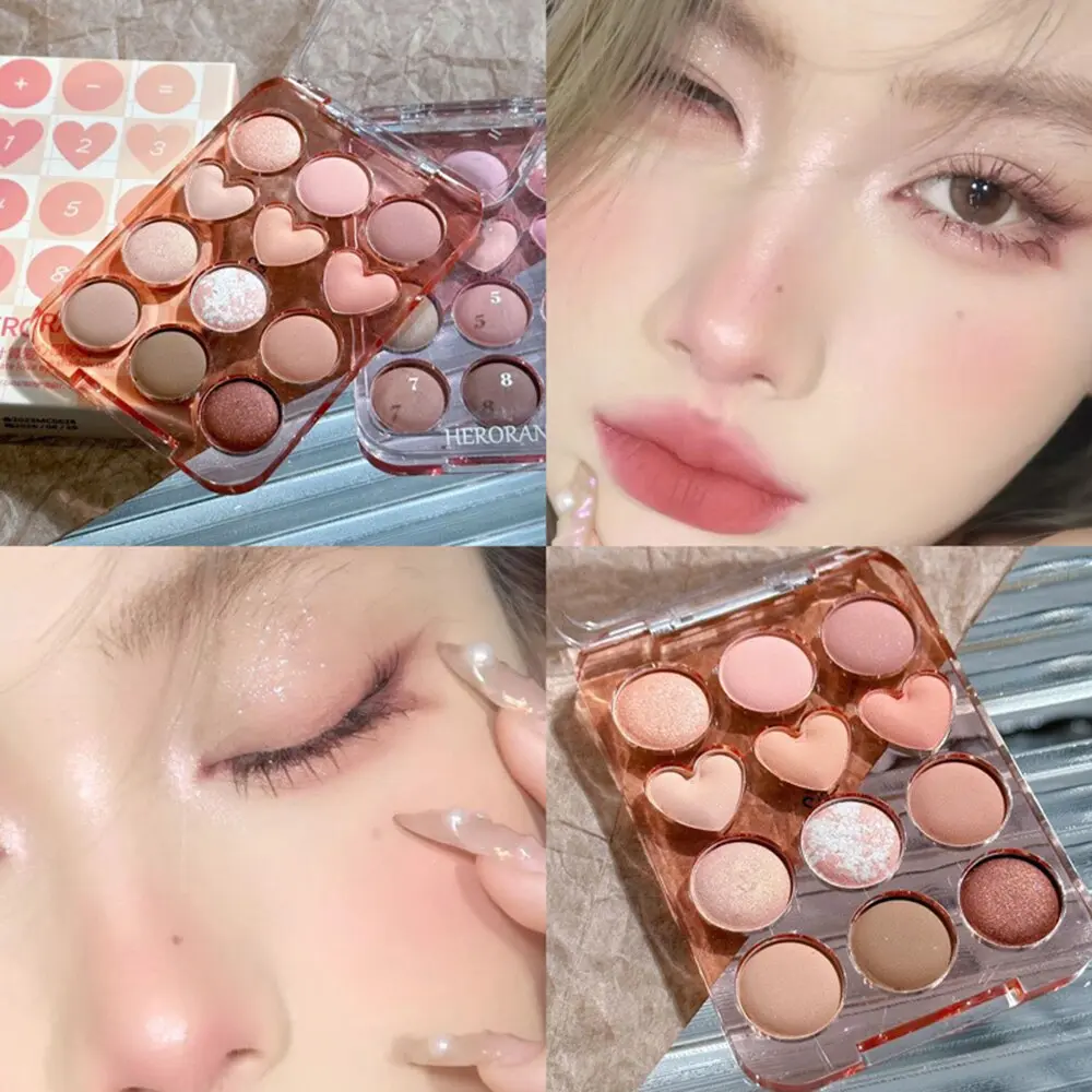 HERORANGE Calculator Love Eyeshadow Palette 12 Colors Matte Pearlescent Glitter Non-Flying Powder Earth Color Eyeshadow