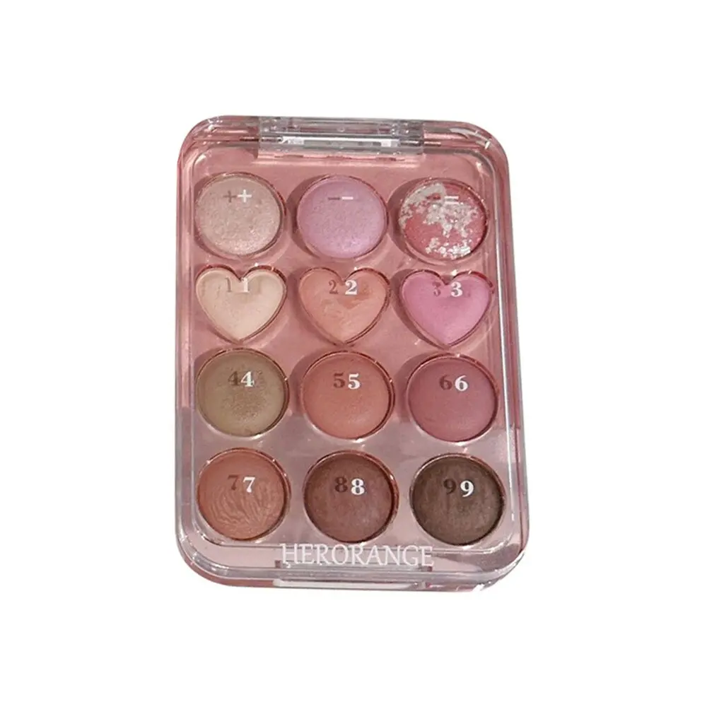 HERORANGE Calculator Love Eyeshadow Palette 12 Colors Matte Pearlescent Glitter Non-Flying Powder Earth Color Eyeshadow