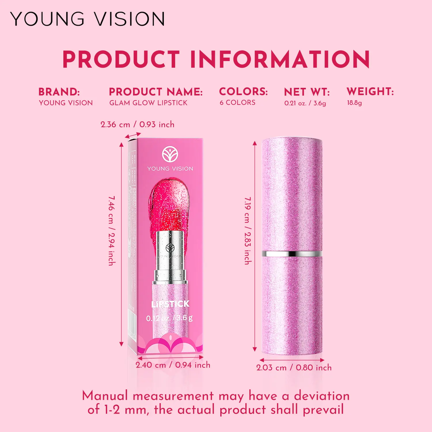 YOUNG VISION 6 colors available pearl with flash is not easy to fall color temperature change lipstick color eye shadow