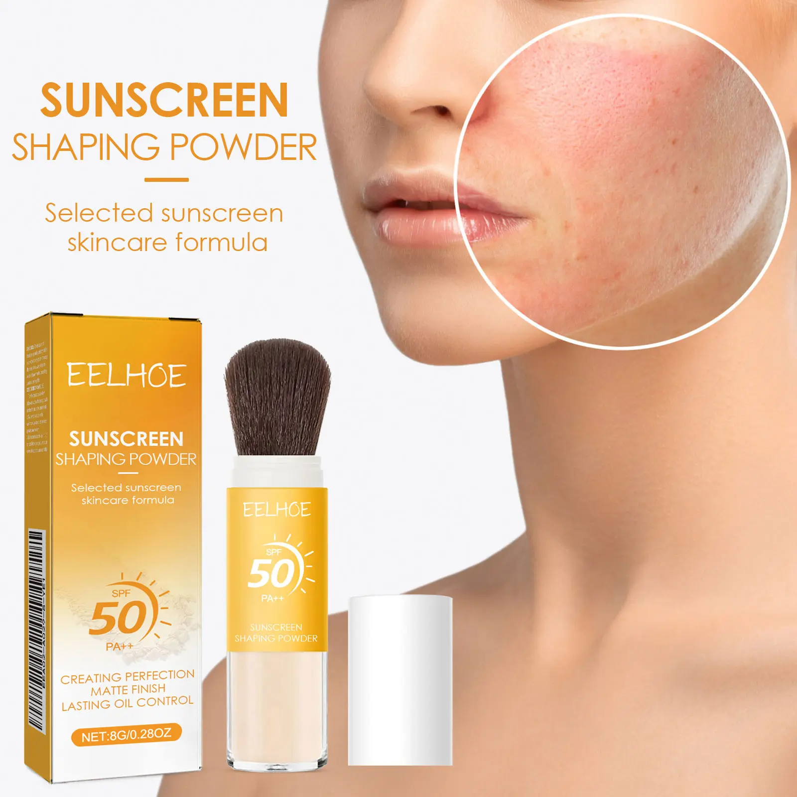 EELHOE Sunscreen Setting Powder Daily Makeup Natural Light Texture Breathable Oil Control Lasting Effect Sunblock Setting Powder