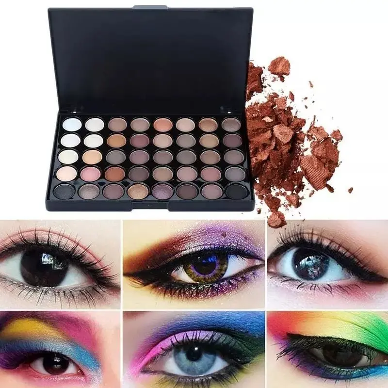 40 Colors Eyeshadow Palette Matte Shimmery High Pigmented Eye Cosmetics for Music Festival Daily Gift for Women
