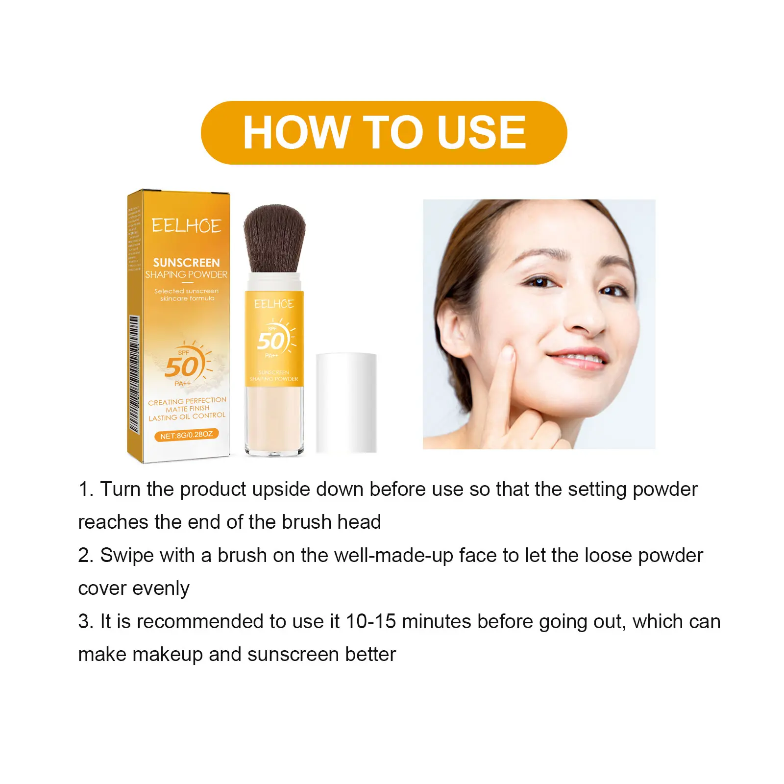 EELHOE Sunscreen Setting Powder Daily Makeup Natural Light Texture Breathable Oil Control Lasting Effect Sunblock Setting Powder