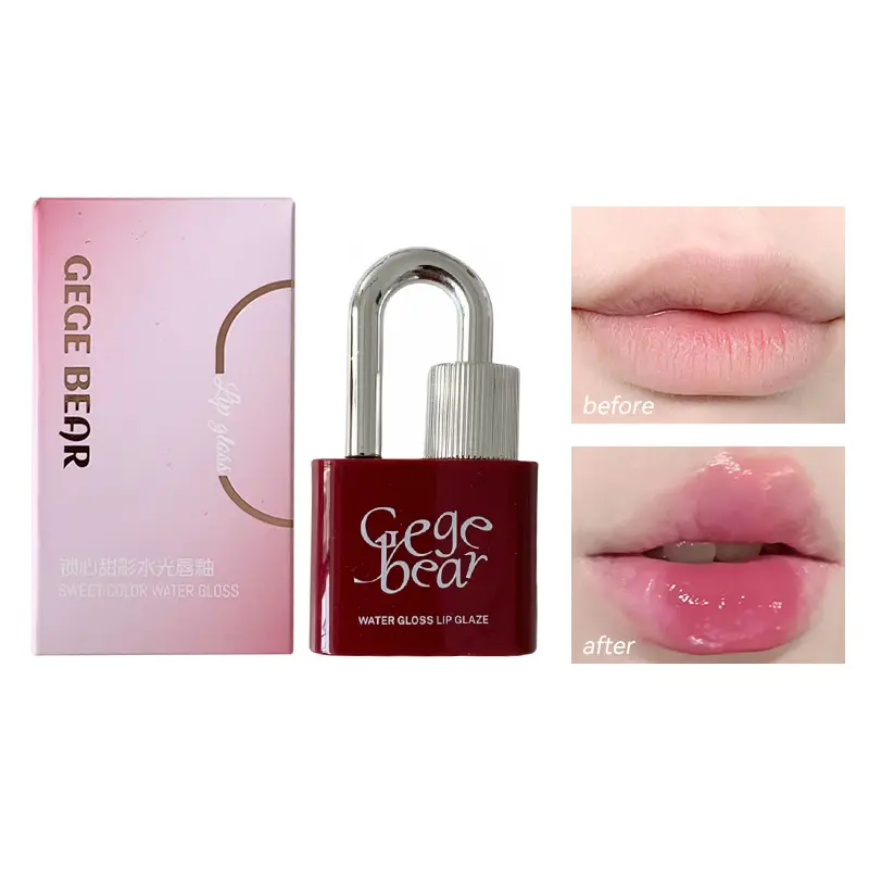 Gege Bear Lockheart Sweet Color Water-Gloss Lip Gloss-Vibrant Colors, Easy to Apply with Non-Long-Lasting Hydration