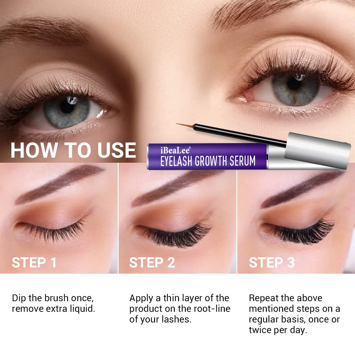 1pc Eyelash nutrition Solution thick, slender, long, nourishing and nourishing eyelash base repair natural transparent 8ml
