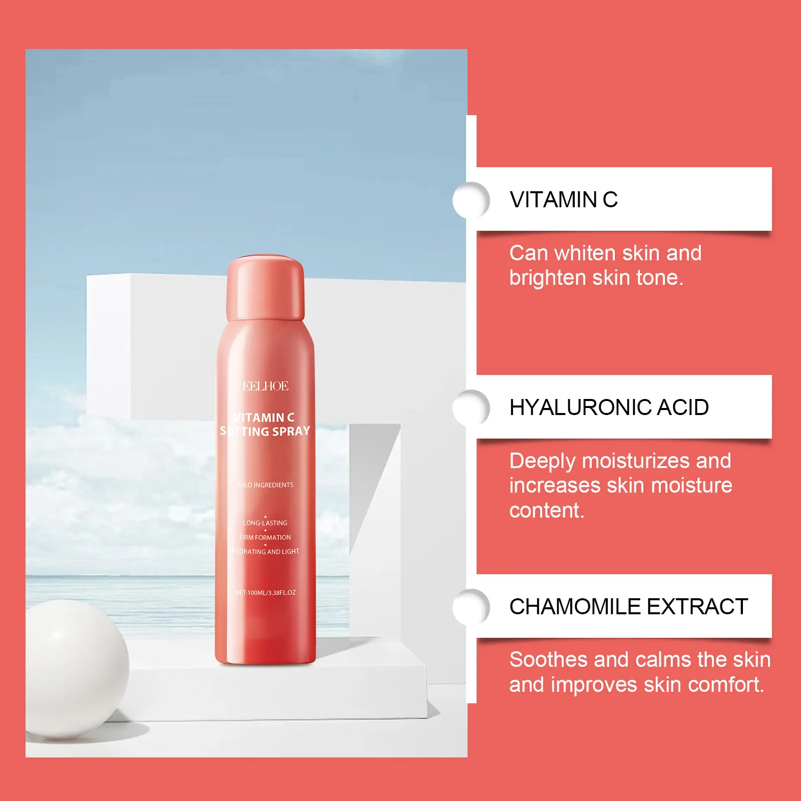 EELHOE Moisturizing Setting Makeup Spray 100ml Long-lasting Moisturize No Separation Control Oil Quick Fixer Makeup for All Skin
