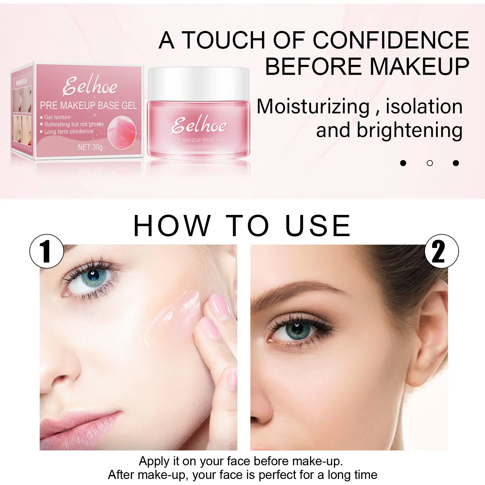 Primer Makeup Base Gel Invisible Pores Shrink Oil Control Brighten Skin Tone Deep Moisturizing Isolation Face Makeup Primer 30g