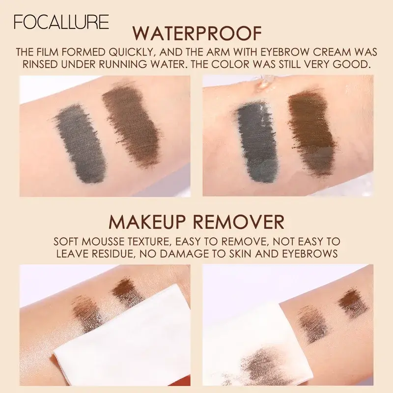 FOCALLURE Wholesale 4 Color Eyebrow Cream Enhancers Long-lasting Waterproof Dye Eye Brows Gel Brown Tinted Eyebrows Tint Makeup