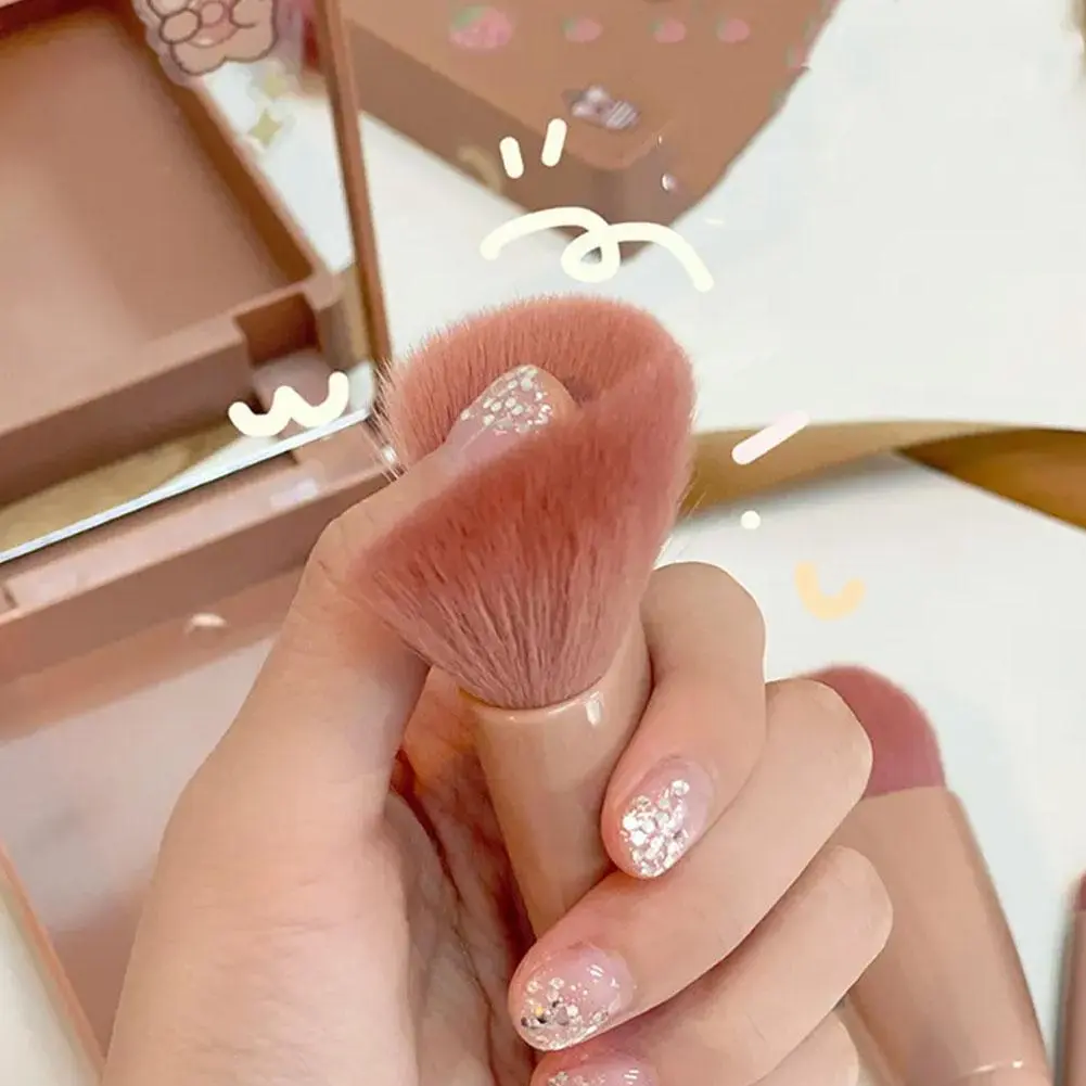 5Pcs Portable Makeup Brush Set With Mirror - Foldable Travel Kit ，Mini Makeup Brush Set Travel Makeup Brush Set