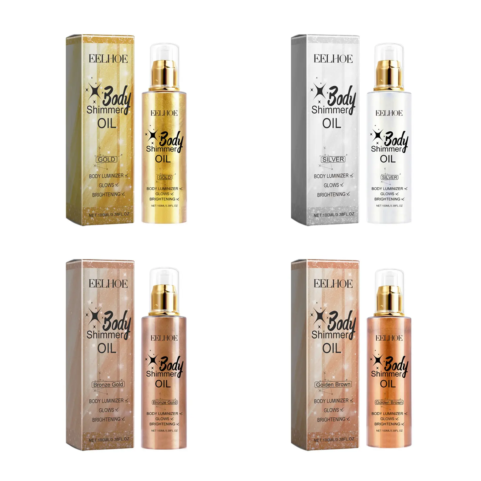EELHOE 3D Body Oil with Shimmer High Gloss Moisturize Skin Brightening Waterproof Magic Diamond Glitter Makeup Body Glitter Oil