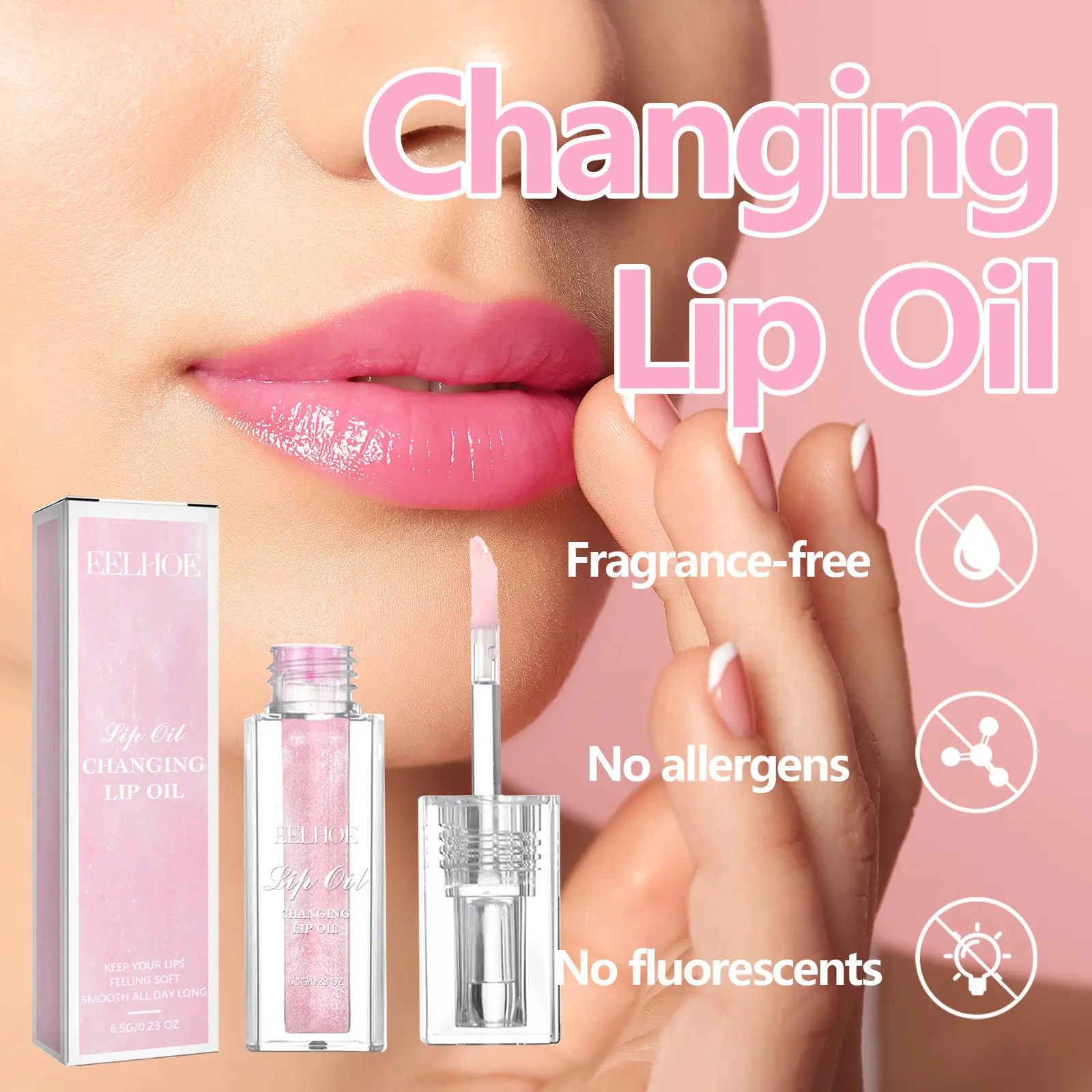 EELHOE Color Changing Lip Oil Natural Lasting Moisturizing Nutritious Reduce Lip Lines Crystal Transparent Jelly Plump Lip Gloss