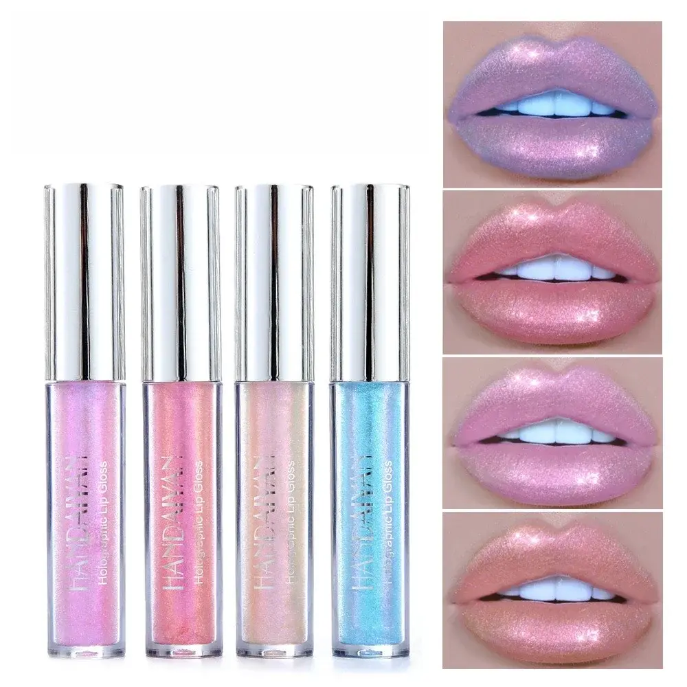 6 Colors Laser Holographic Lip Gloss Liquid Lipstick Mermaid Pigment Longlasting Glitter Lipgloss Waterproof Metallic Lip Makeup