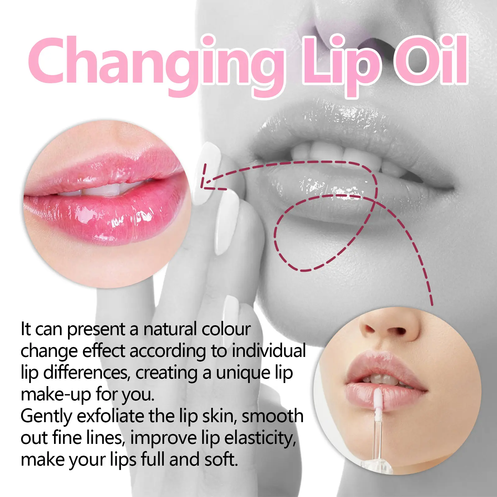 EELHOE Color Changing Lip Oil Natural Lasting Moisturizing Nutritious Reduce Lip Lines Crystal Transparent Jelly Plump Lip Gloss