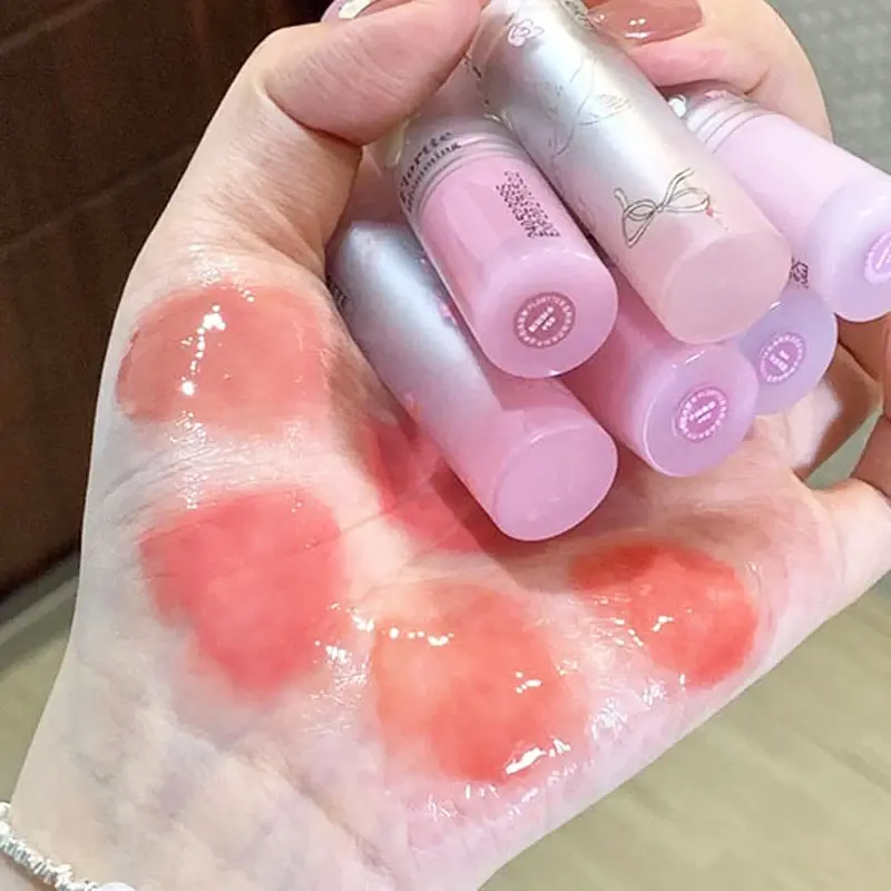 Floral Mirror Glass Solid Lip Gloss Water Light Round Tube Lipstick Clear Oil Jelly Lip Glaze Natural Nude Moisturizing Lip Tint
