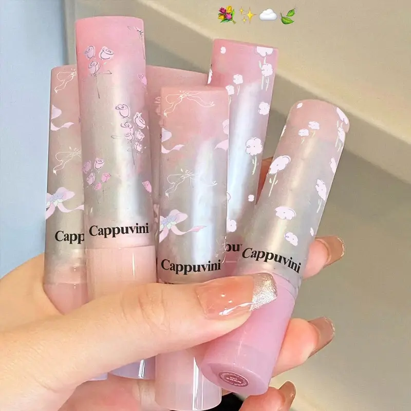 Floral Mirror Glass Solid Lip Gloss Water Light Round Tube Lipstick Clear Oil Jelly Lip Glaze Natural Nude Moisturizing Lip Tint