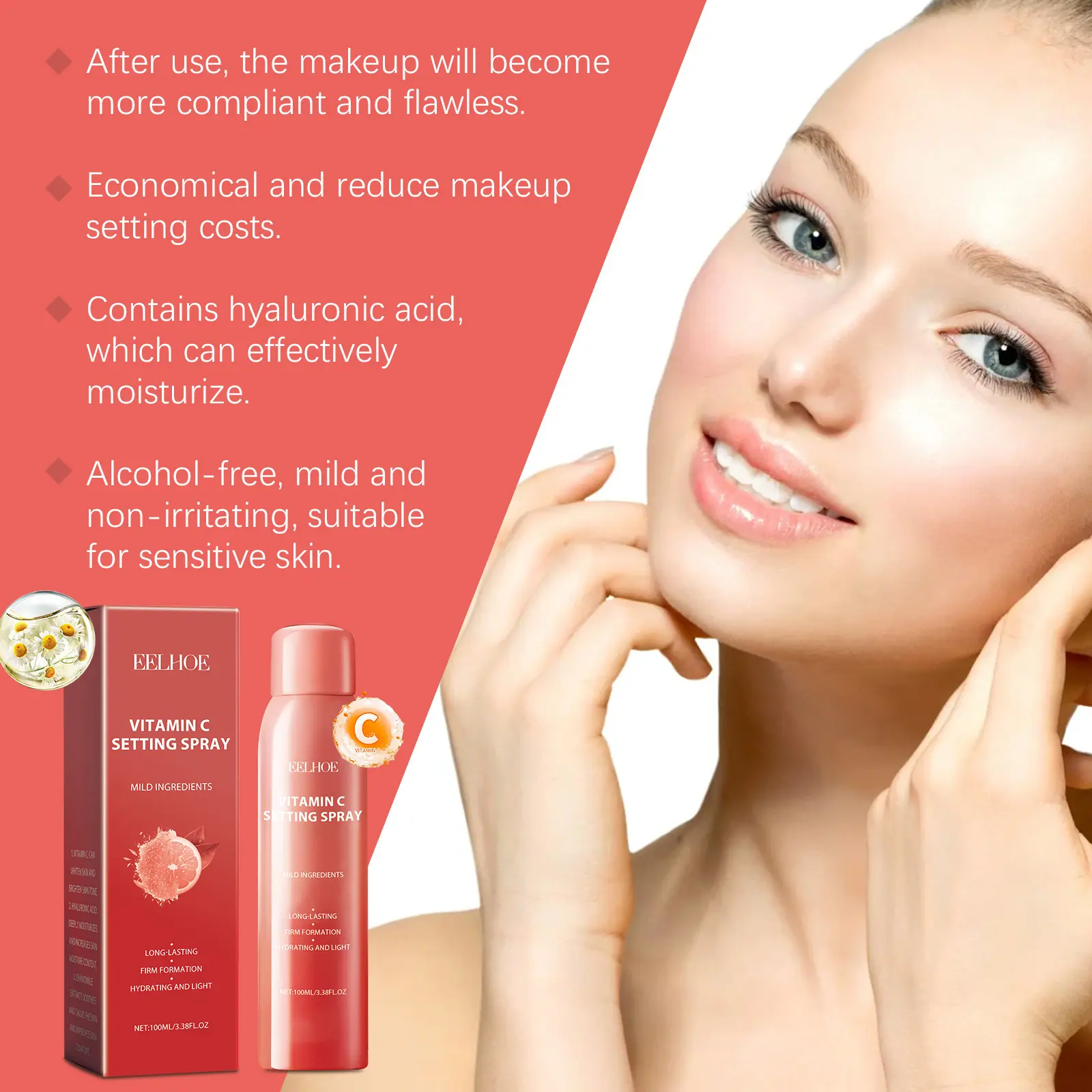 Vitamin C Setting Spray Waterproof Refreshing Makeup Fixer Oil Control Long Lasting Makeup Moisturizing Makeup Finishing Spray
