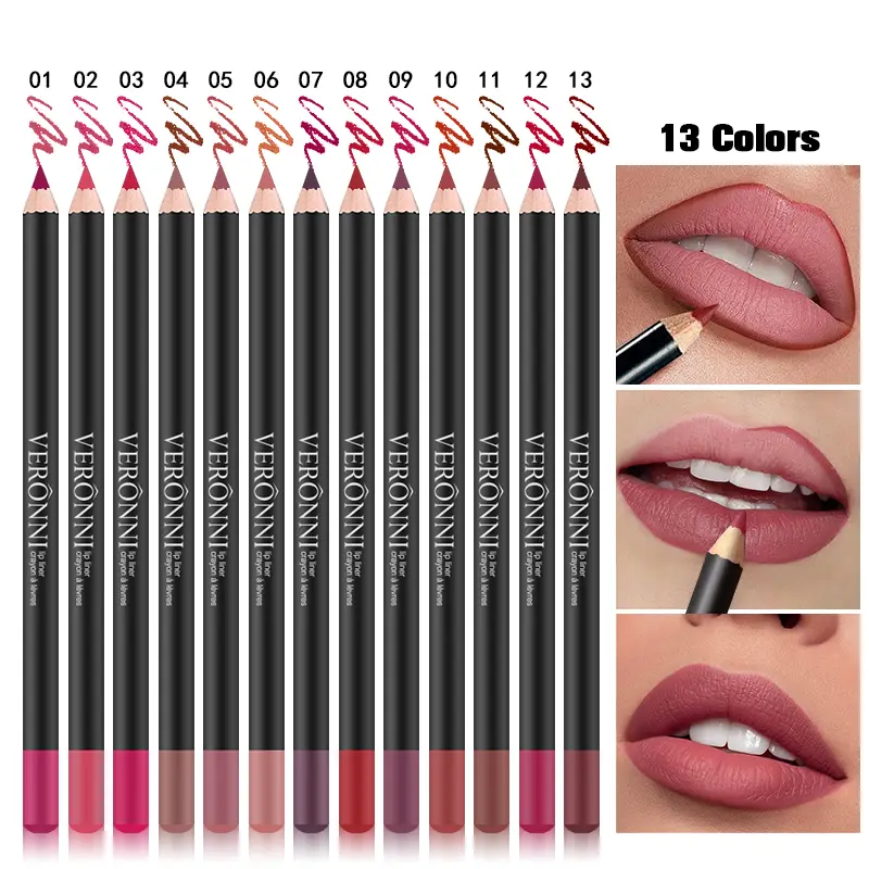 13 Colors Waterproof Nude Matte Lipliner Pencil Red Contour Tint Lipstick Long Lasting High Pigmented Lip Liner Lip Makeup Tool