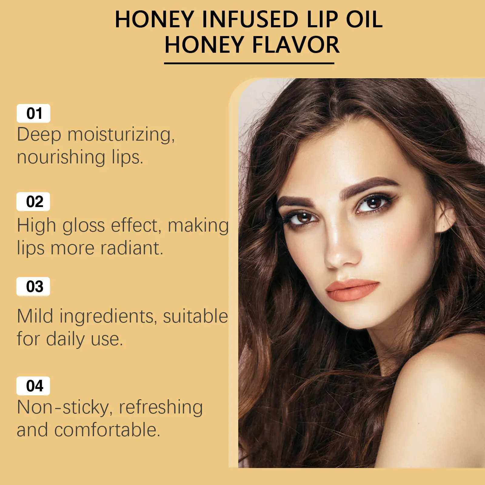 Natural Honey Scented Lip Oil Moisturizing Nourishing Treatment for Soft Smooth Lips Daily Hydration Gloss Lip Care Skin