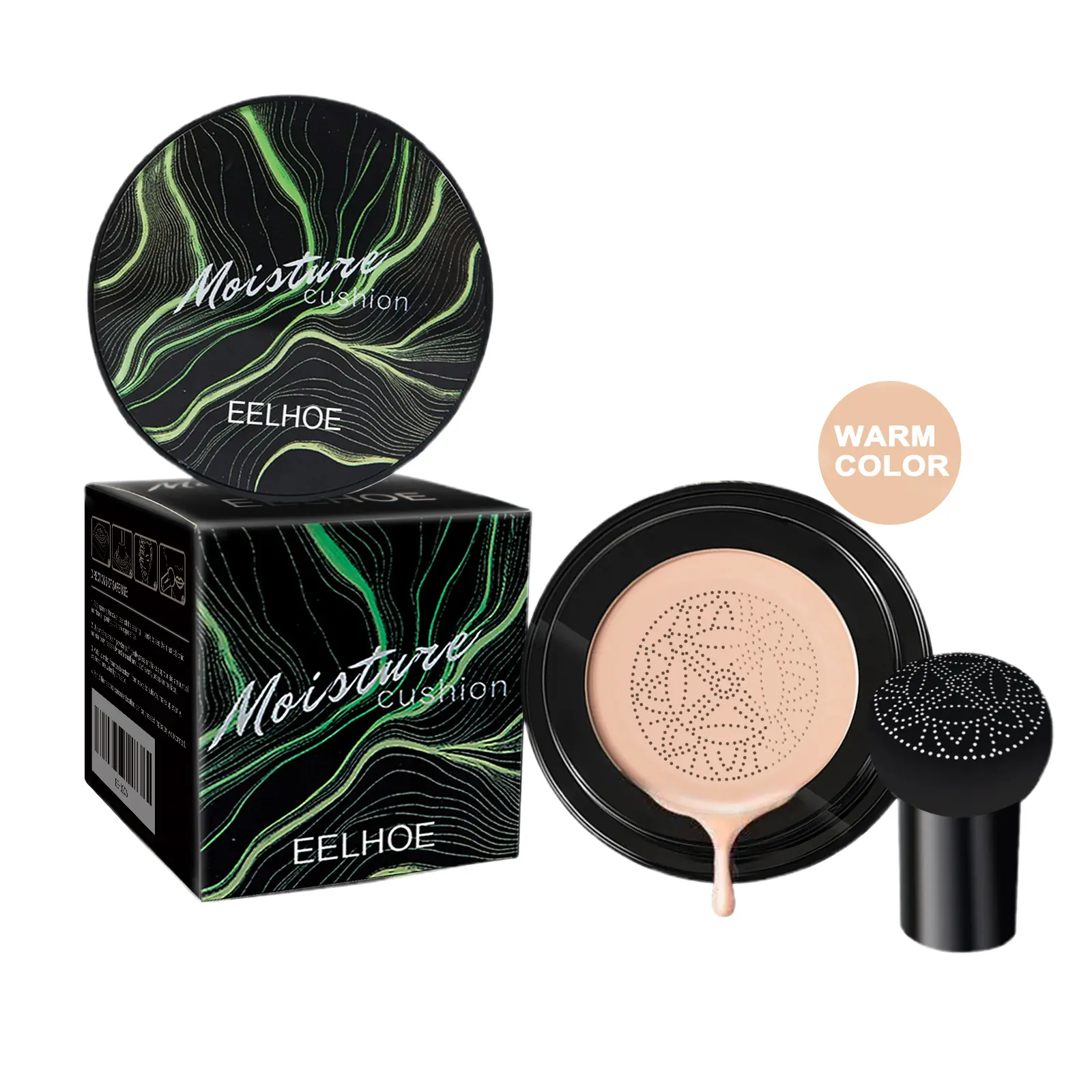 Eelhoe Set Foundation Cushion Natural Finish Flawless Tone Bright Hydrate Defense Shine Control Skin Adapt Complexion Perfector